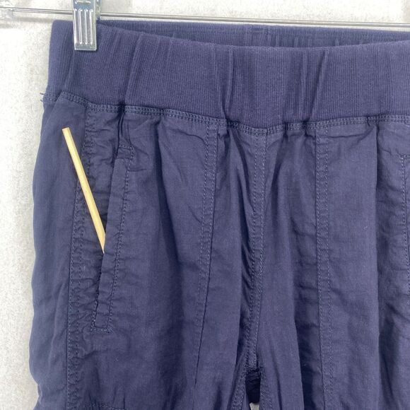 EILEEN FISHER Pants 2XS Stretch Linen Ankle Pull On Knit Waistband Tapered Blue - Picture 5 of 16